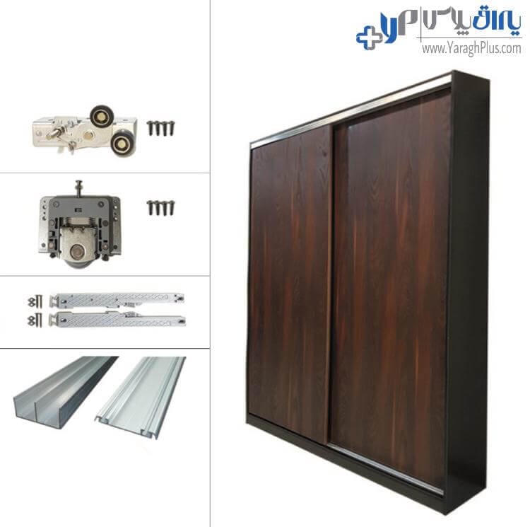 مکانیزم درب ریلی کمد تاپ لاین توکار دو درب ملونی 11006