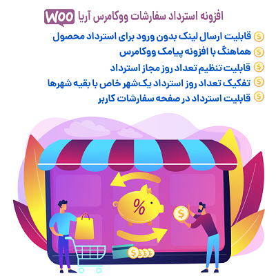 افزونه استرداد سفارشات آریا | افزونه استرداد وکامرس