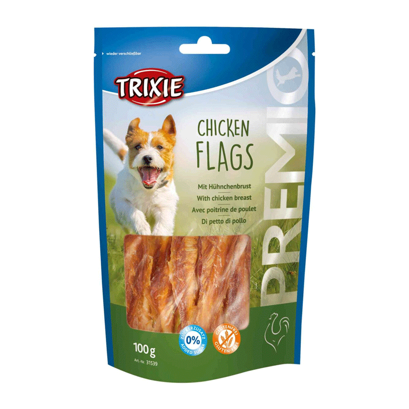 تشویقی سگ تریکسی با طعم سینه مرغ  Trixie flags with Chicken breast 100g