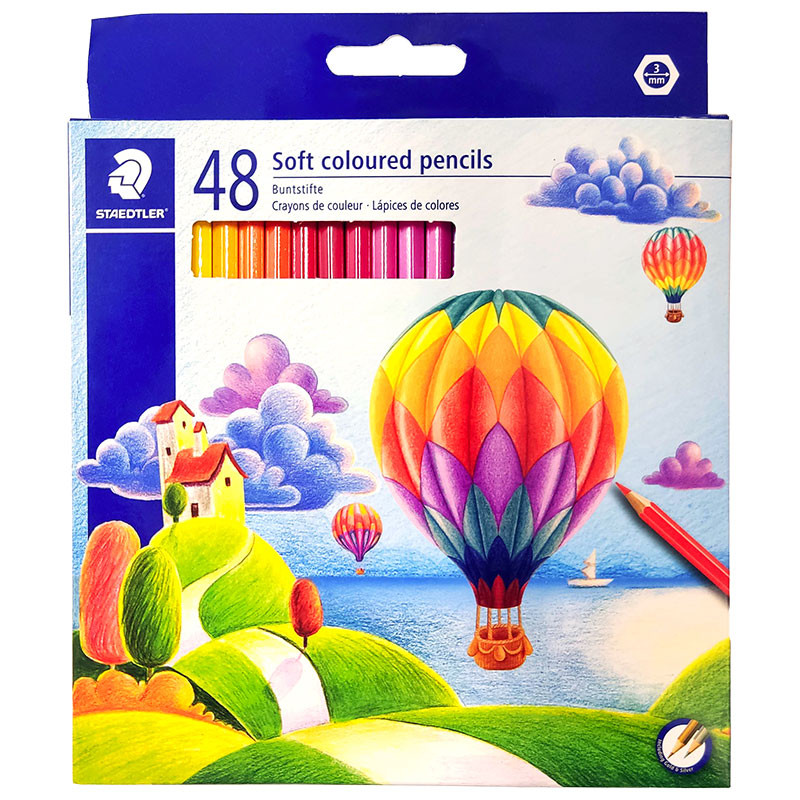مداد رنگی 48 رنگ استدلر مدل Soft coloured pencils طرح بالن