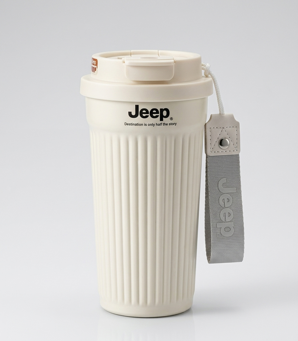 تراول ماگ جیپ (Jeep) حجم 500 میلیلیتر رنگ سفید