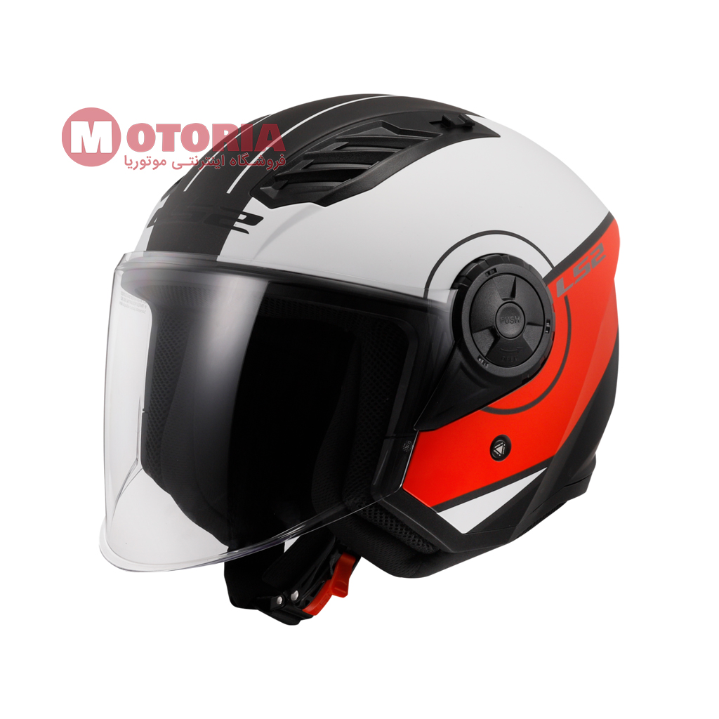 کلاه کاسکت LS2 مدل Airflow II سفید نارنجی بلوتوث دار