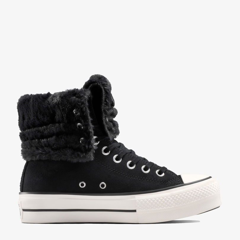 کتونی کانورس آل‌استار Chuck Taylor All Star Fold Over Lift مشکی زنانه اورجینال