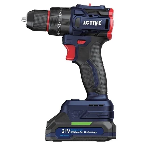 دریل شارژی چکشی براشلس 2 سرعته 500 وات اکتیو مدل AC-3221BL