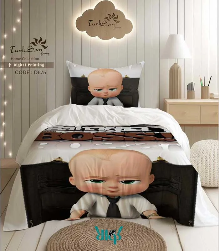 روتختی یک نفره سفید طرح بچه رئیس کد d675