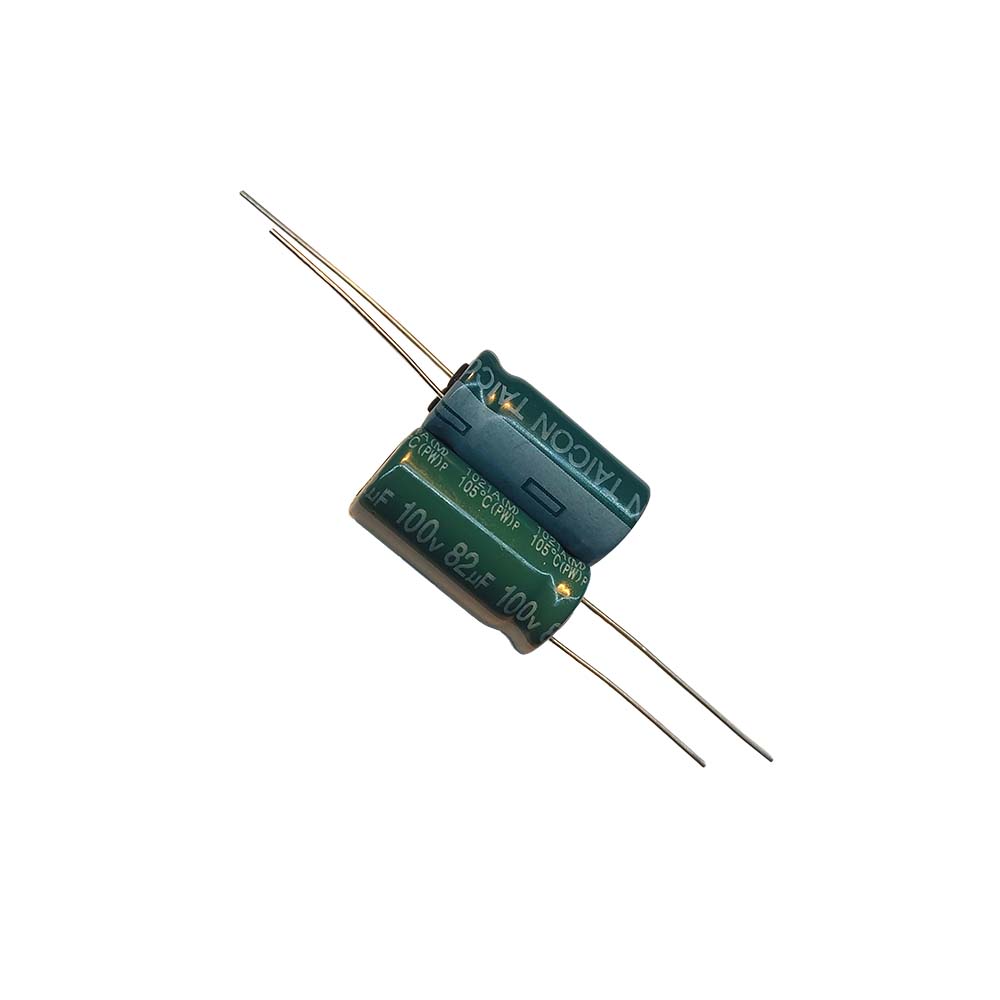 خازن الکترولیتی 82uF / 100V مارک TAICON PZ(PW) سایز 10mmx20mm