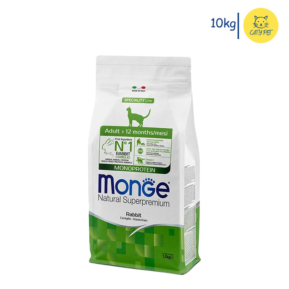 غذای خشک گربه بالغ مونژه Monge Natural Superpremium Monoprotein  طعم خرگوش وزن 10 کیلوگرم