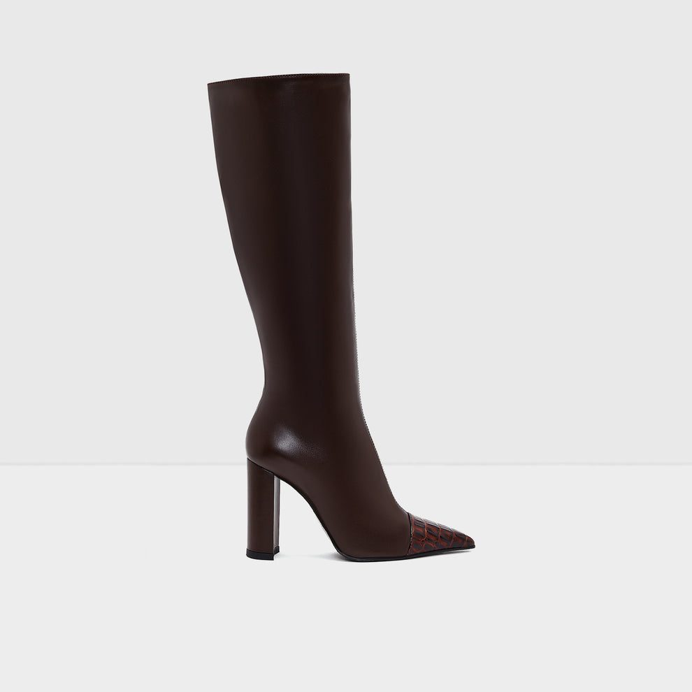 چکمه زنانه چرم طبیعی قهوه‌ای آلدو HINO-TR – ALDO