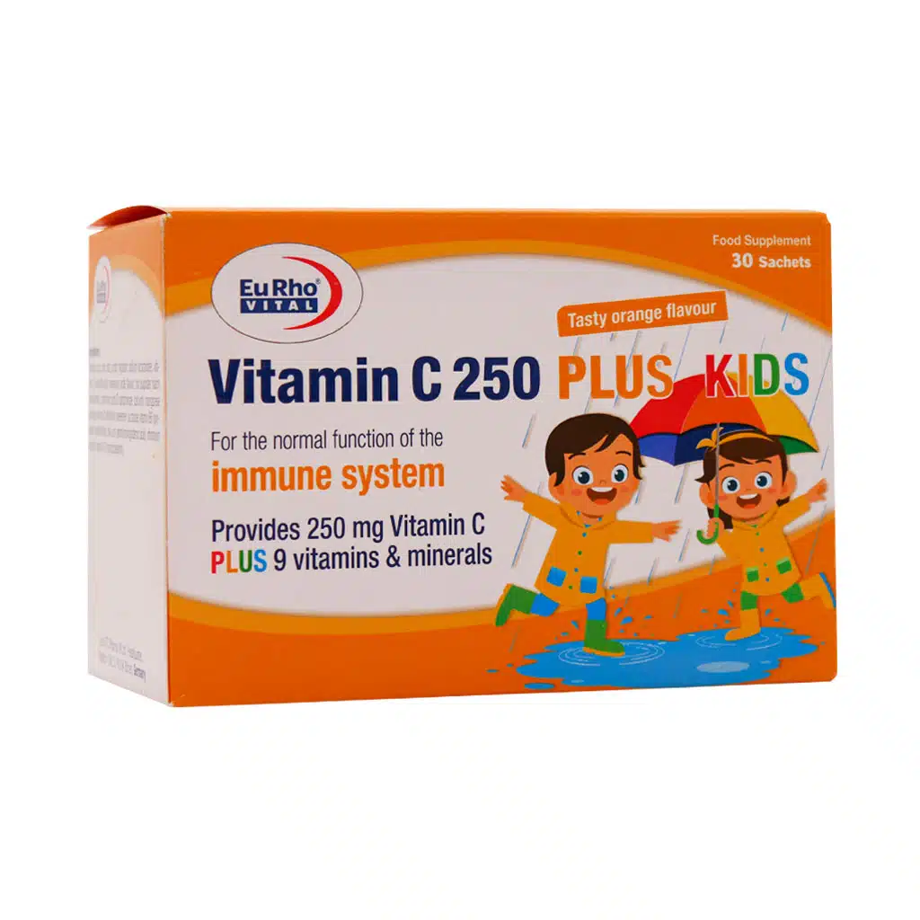 ساشه ویتامین C 250 میلی گرم پلاس کیدز یوروویتال 30 عدد