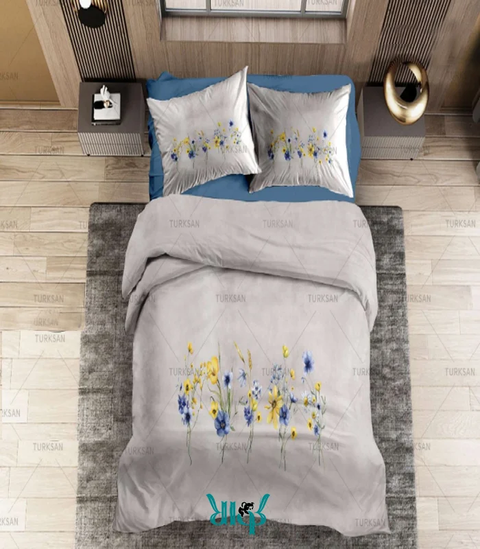 روتختی طوسی گلدار دونفره کد d599