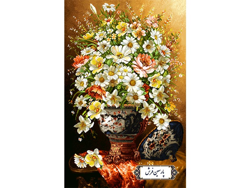 نخ و نقشه تابلو فرش گلدان قندانی - کد NG1609