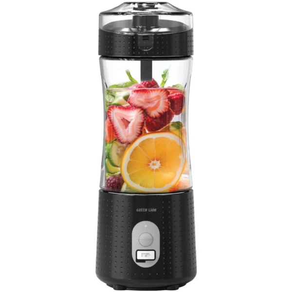 شیکر و آبمیوه گیری شارژی قابل حمل 380 میلی لیتر گرین لاین مدل GNBLNDMPJBK