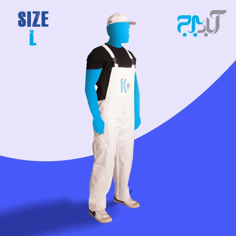 لباس کار دوبنده سفید با گلدوزی +K سایز لارج ( L )