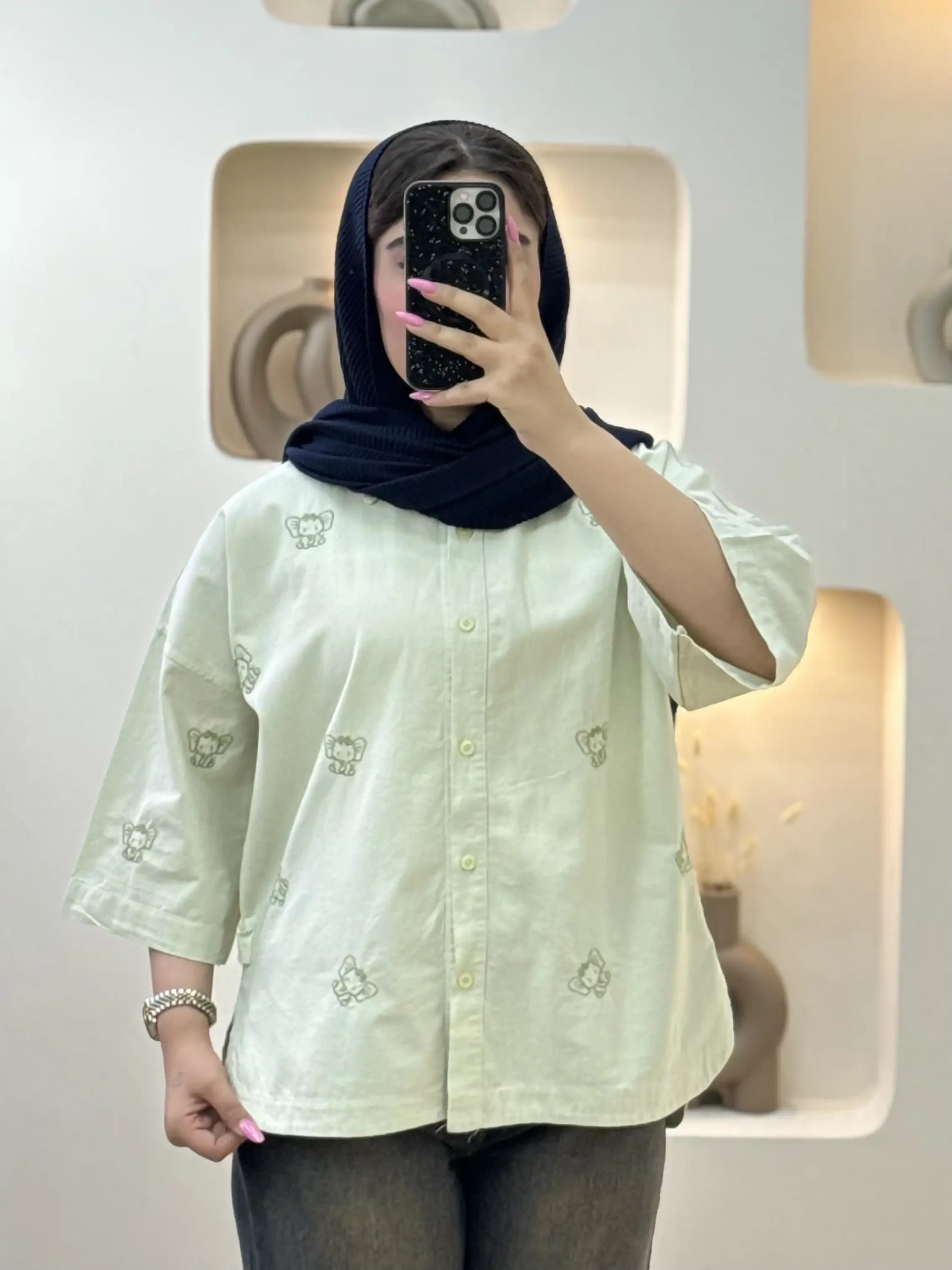 شومیز لینن گلدوزیSFR(فیل)-10246