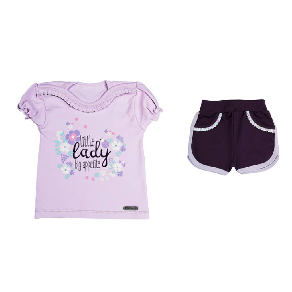 آستین کوتاه و شلوارک کوکالو طرح لیتل لیدی little lady