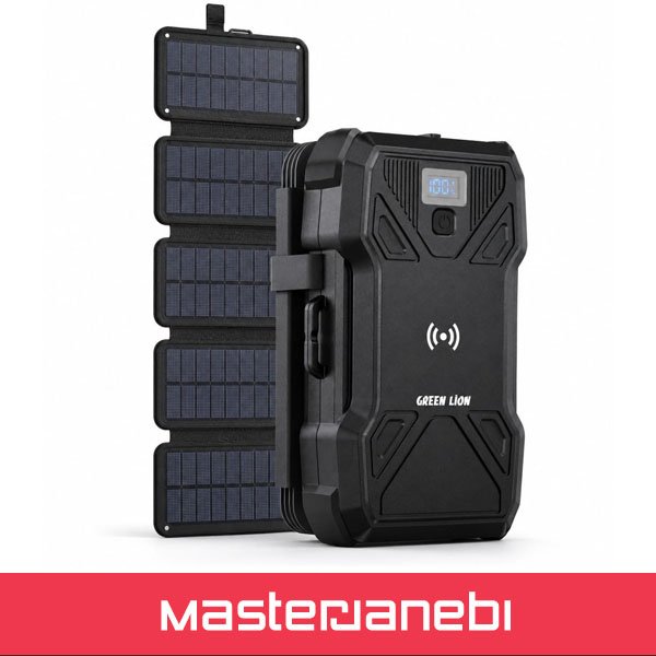 پاوربانک خورشیدی 5 پنل 30000 میلی آمپر گرین لاین مدل Solar 5 Panel Power Bank GNSOL5PN30BK