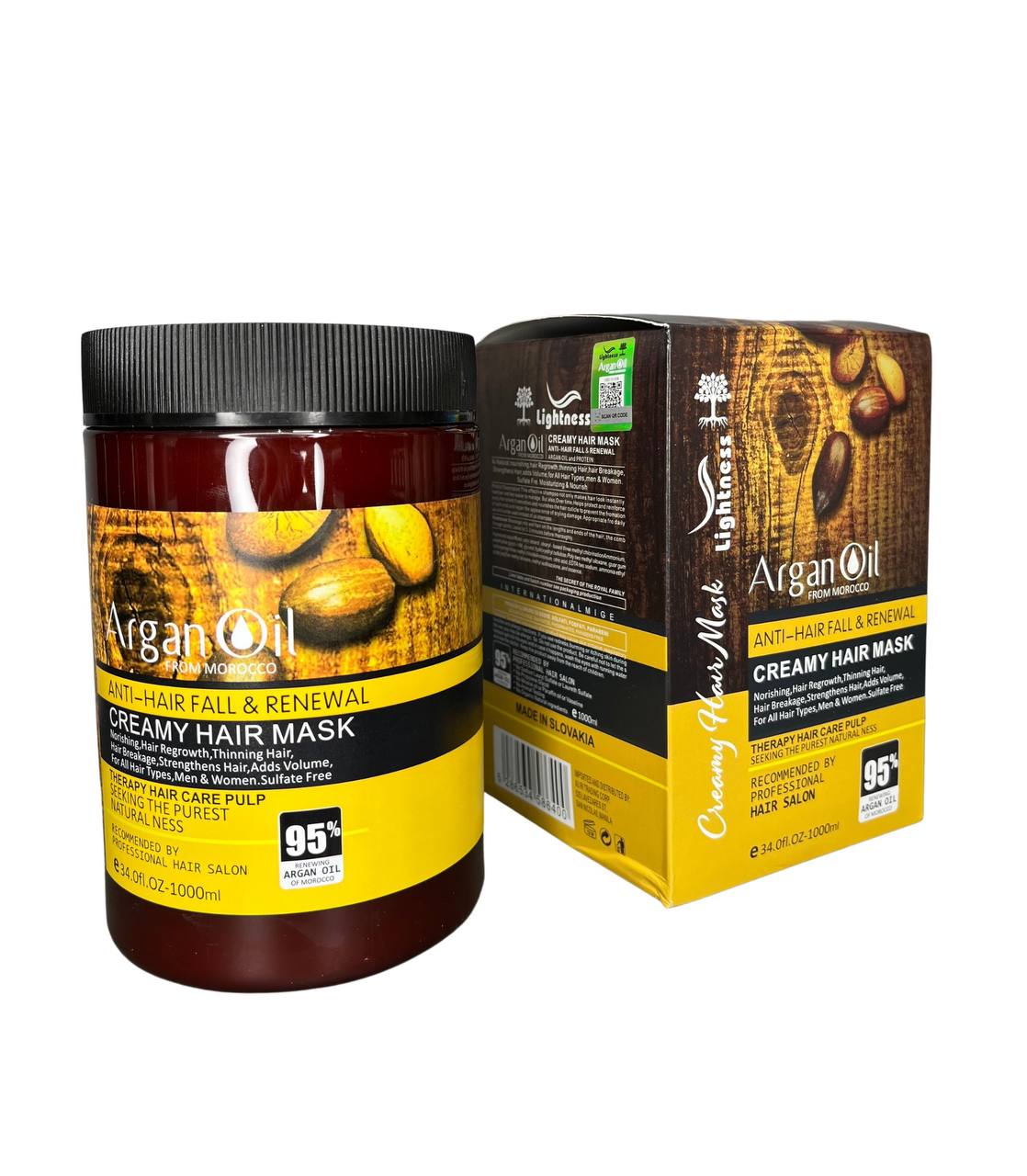 ماسک مو لایتنس (بدون سولفات) مدل argan oil حجم 1000 میلی لیتر