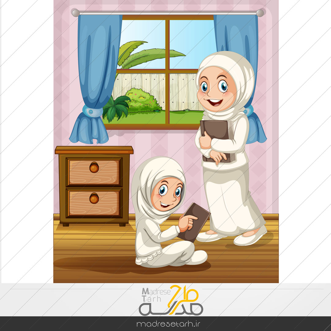 وکتور لایه باز حجاب و کتاب خوانی