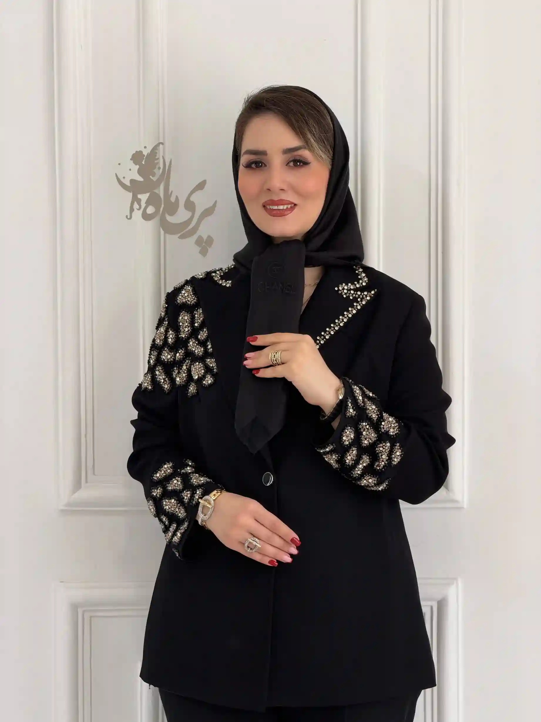 ست کت و شلوار کرپ کنزو اندونزی جواهردوزی دست‌دوز