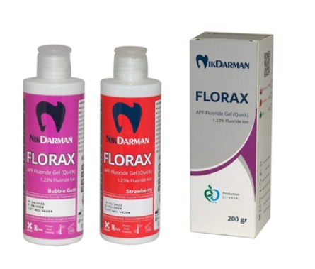 FLORAX _ ژل فلوراید APF _ اسانس توت فرنگی و آدامس 200 گرم