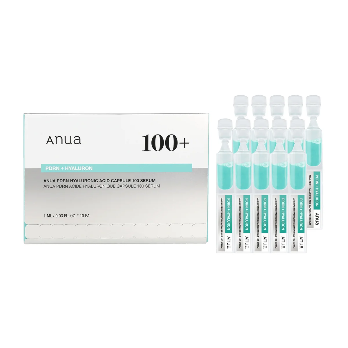 سرم کپسولی PDRN و هیالورونیک اسید آنوا Anua PDRN Hyaluronic Acid Capsule 100 Serum، ۱۰ عدد × ۱ میلیلیتر