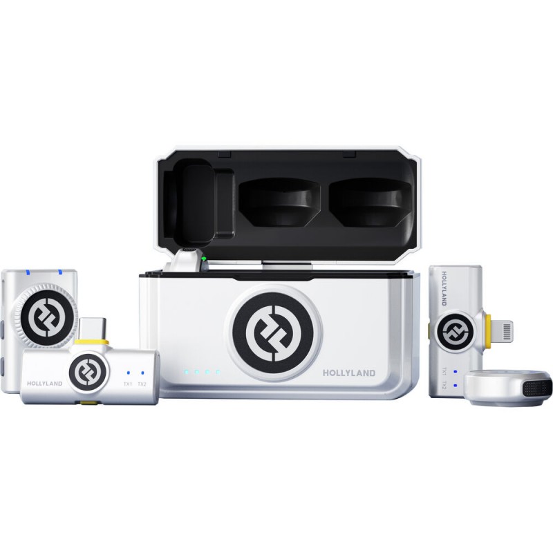 میکروفون یقه ای بی سیم Hollyland LARK M2 DUO 2 White Person Wireless Combo Microphone