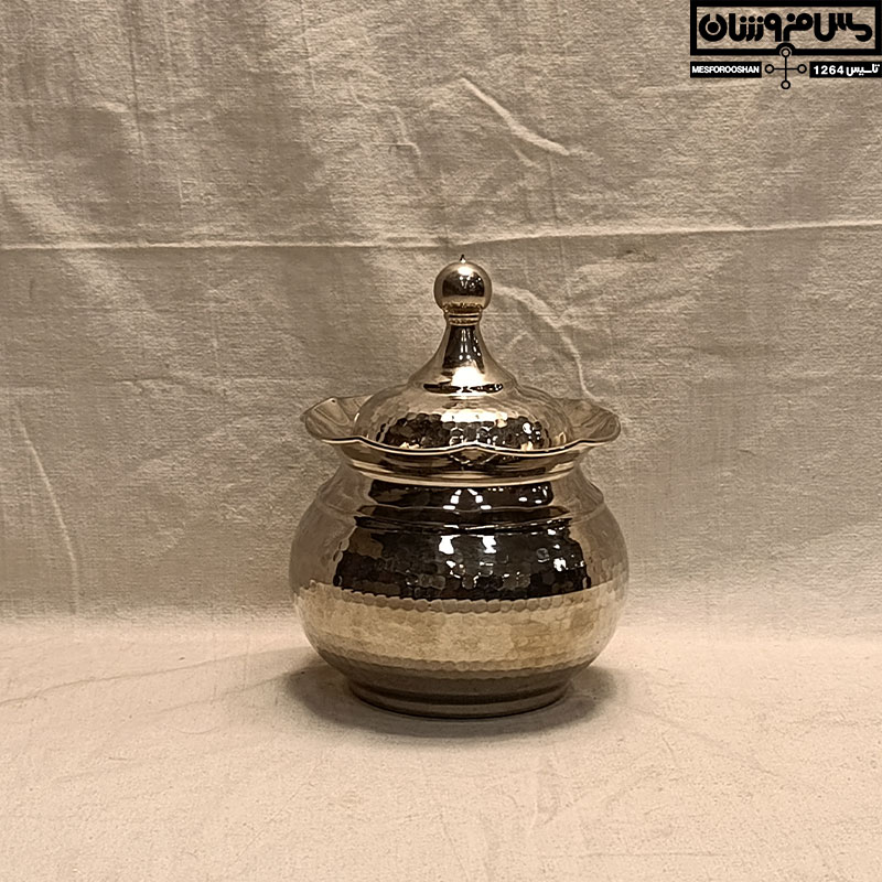 شکلات خوری مسی آبکاری کروم خمره ای در دار بدون پایه مدل مهیاران