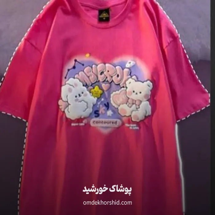 تیشرت پنبه چاپ پفکی