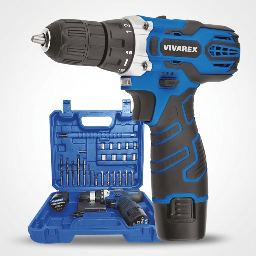 دریل پیچ‌گوشتی شارژی ۱۲ ولت ویوارکس مدل VR12V-2A (به همراه لوازم)