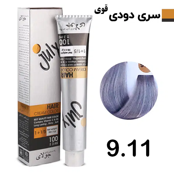 رنگ مو بلوند دودی خیلی روشن قوی جولای July شماره 9.11