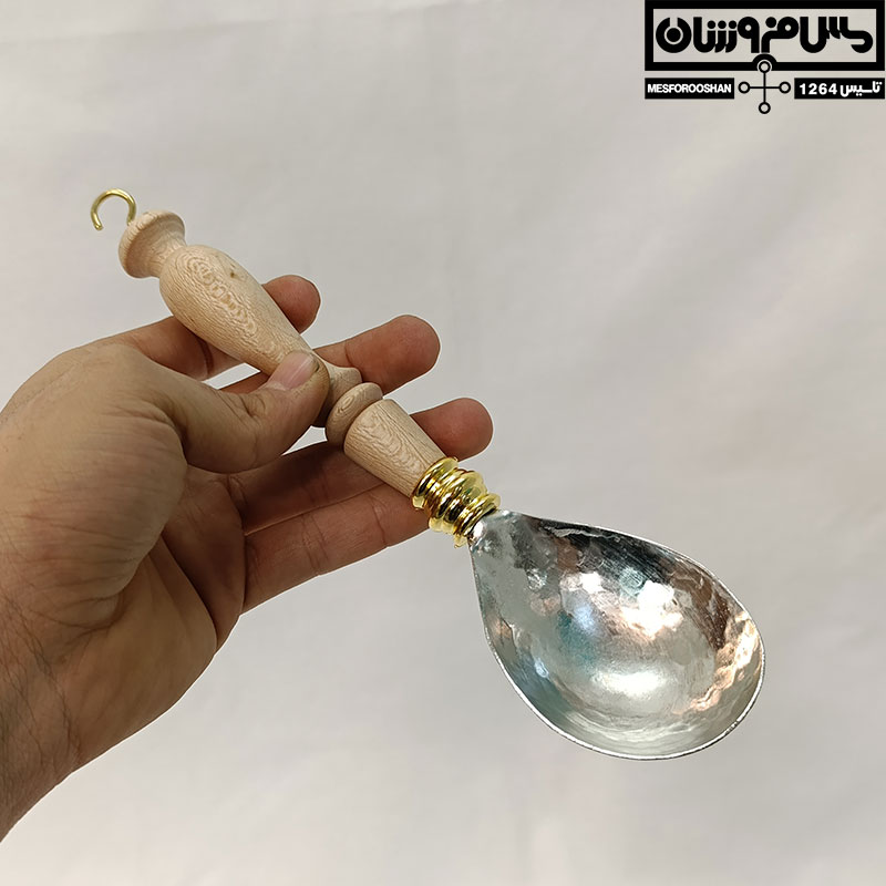 قاشق آجیل خوری مسی آبکاری کروم مدل بادوم