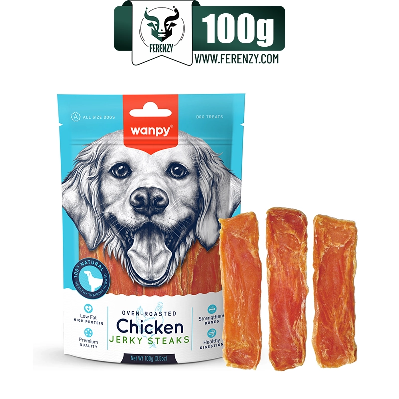 تشویقی سگ ونپی مدل Chicken Jerky Steaksوزن 100 گرم