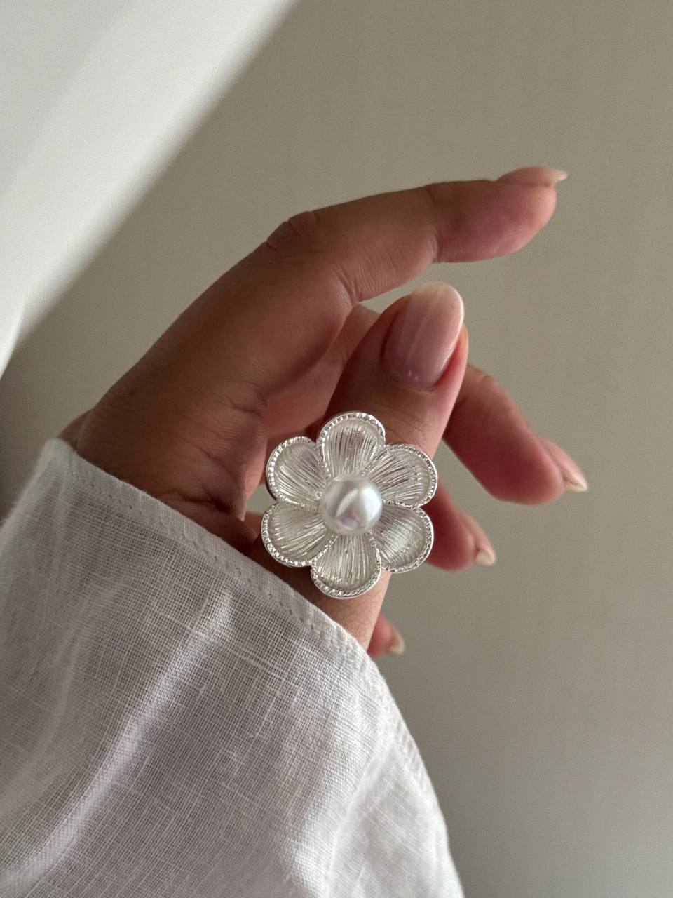 انگشتر گل آبکاری نقره