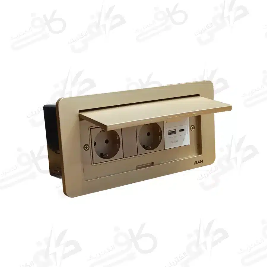پریز کابینتی میزی توکار بژ با مکانیزم شارژر USB | ایران الکتریک
