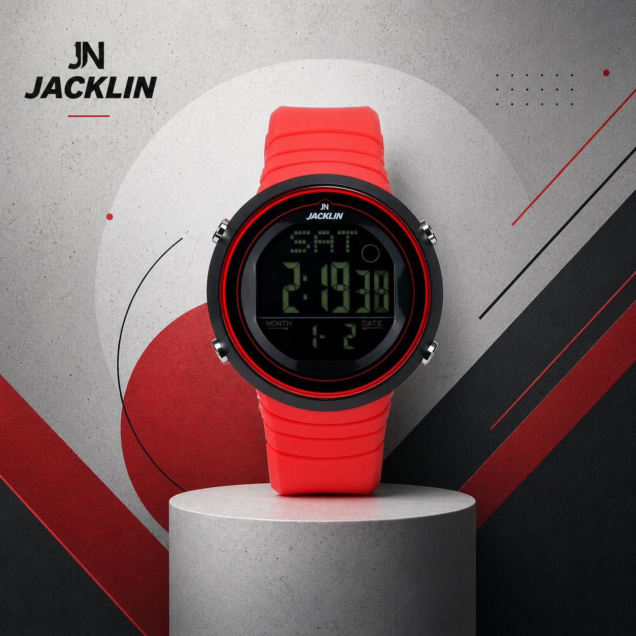 ساعت مچی اسپرت دیجیتال جاکلین قرمز مدل JN-1399505M کد WH329