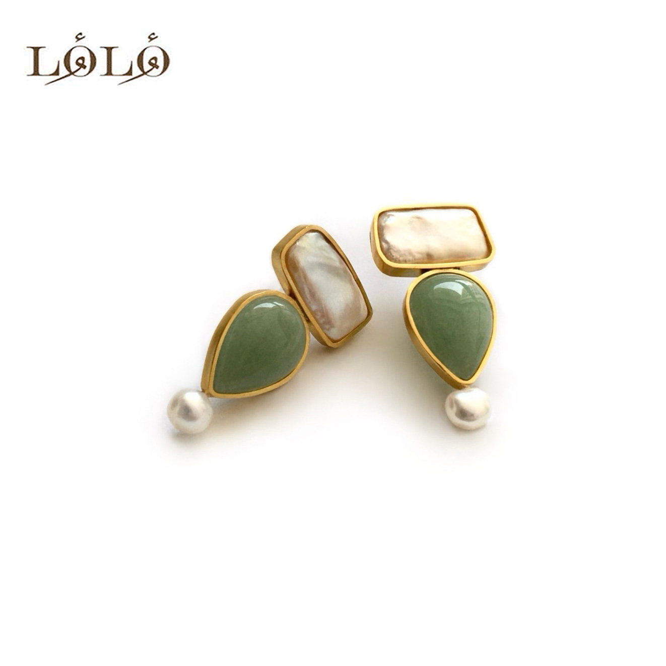 گوشواره نقره آونتورین و باروک