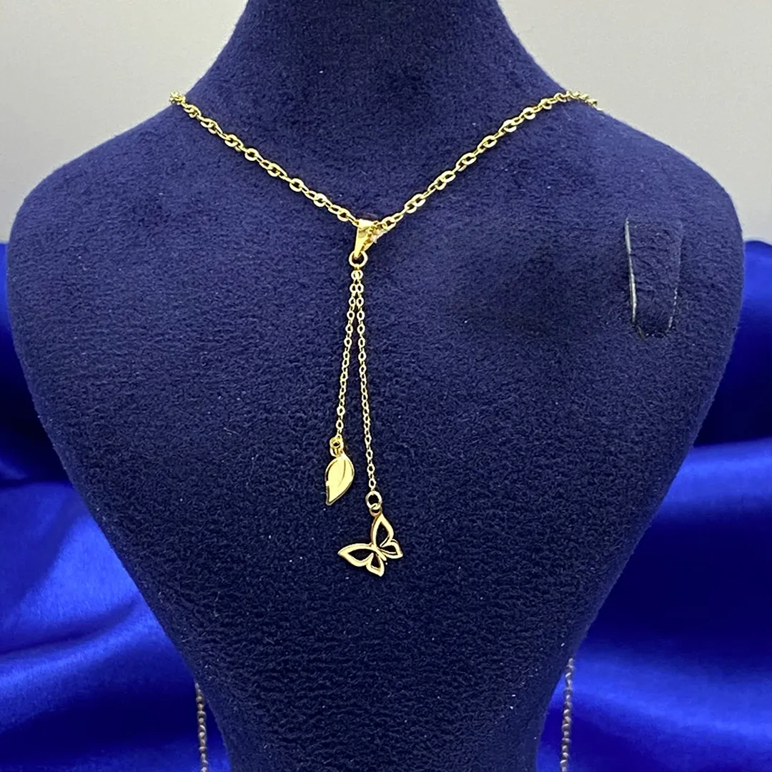 پلاک آویز لیزری پروانه و برگ p450 - 0.210 گرم