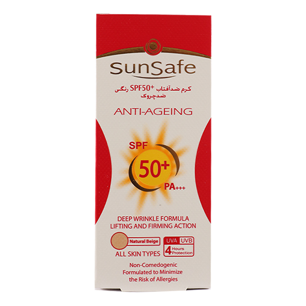 کرم ضد آفتاب ضدچروک بژ طبیعی SPF50 سان سیف