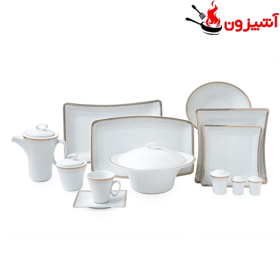 سرویس 97 پارچه 12 نفره طرح ریوا طلایی
