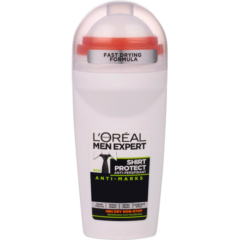 رول ضد تعریق مردانه لورآل | L'OREAL مدل SHIRT PROTECT سفید حجم 50 میل