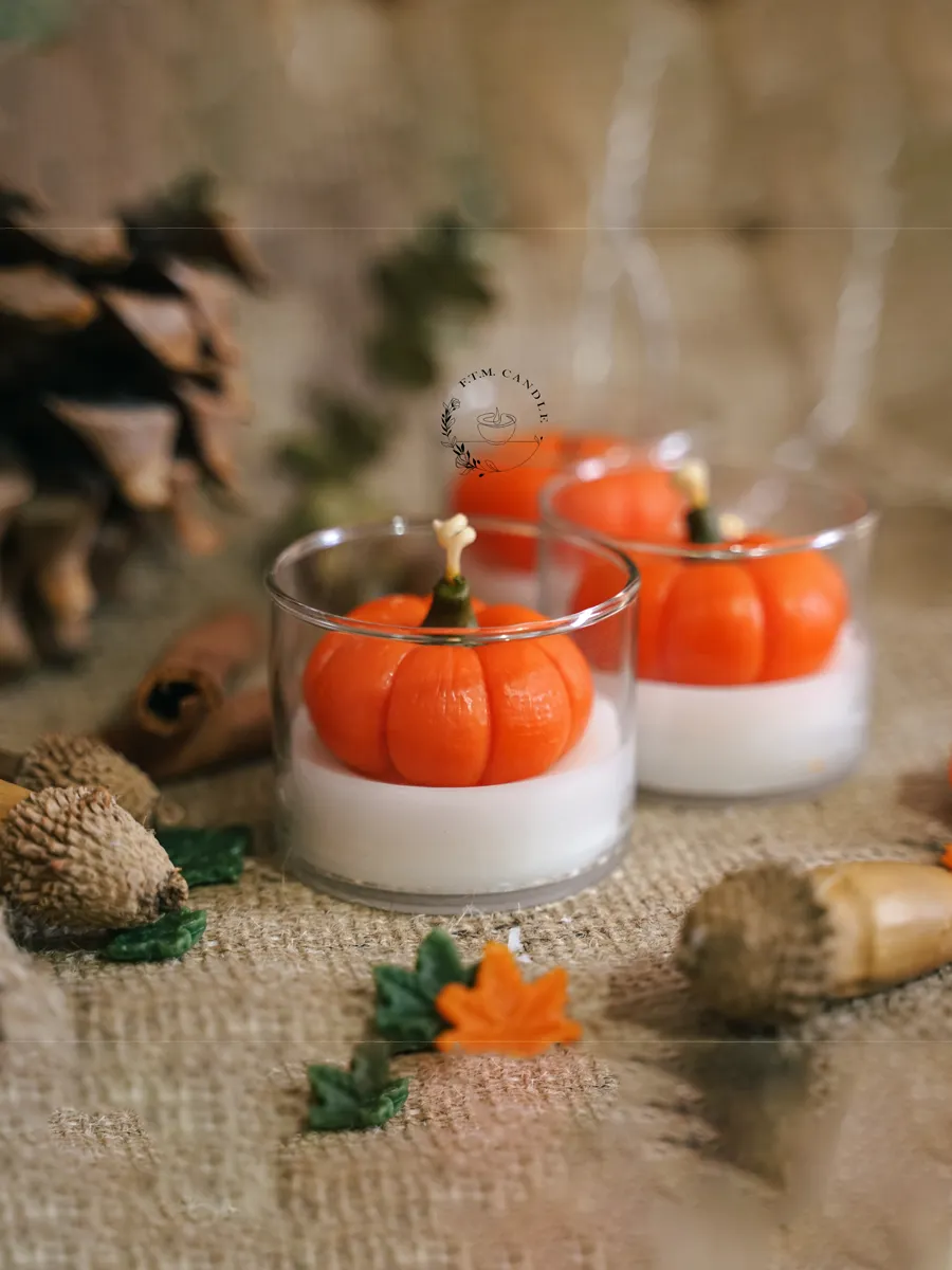 شمع کدو تنبل جار  شیشه‌ای