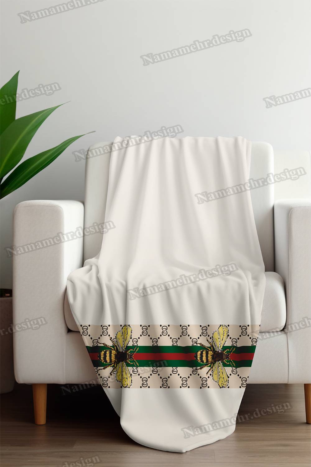 شال مبل طرح گوچی رنگ سفید کد L046