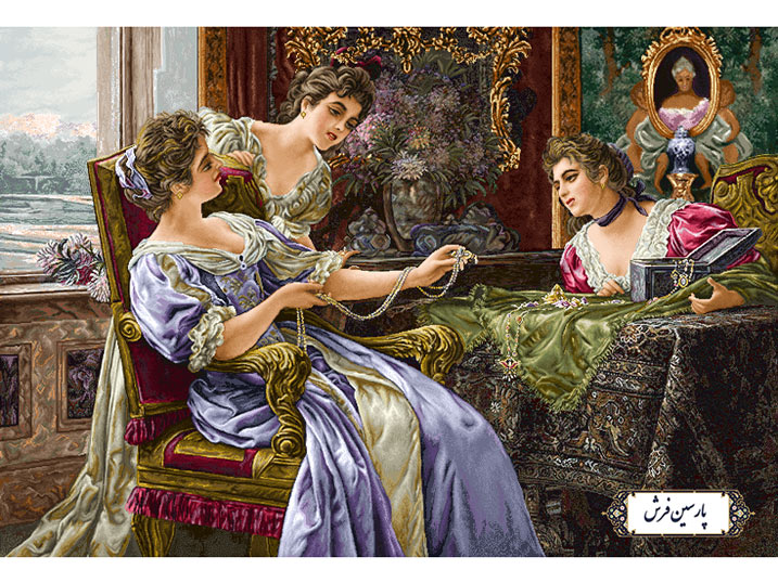 سفارش نخ و نقشه تابلو فرش فروشنده جواهر - کد NF2137