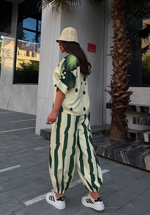 ست مازراتی چاپی - گل سبز
