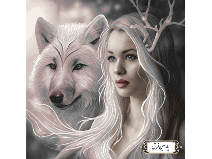 نخ و نقشه تابلو فرش طرح دختر و گرگ - کد NC6408