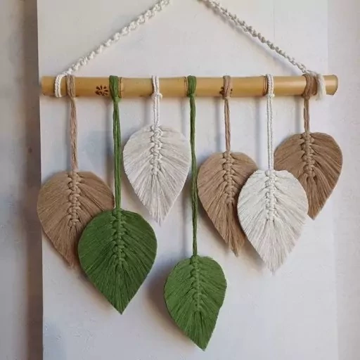 دیوارکوب برگ مکرومه بافی مدل درناز برند ریسمونک و رنگ دلخواه