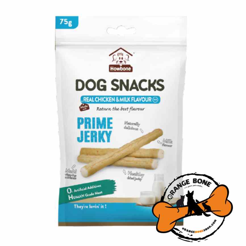 تشویقی سگ HowBone مدل جرکی طعم مرغ و شیر (75 گرم)