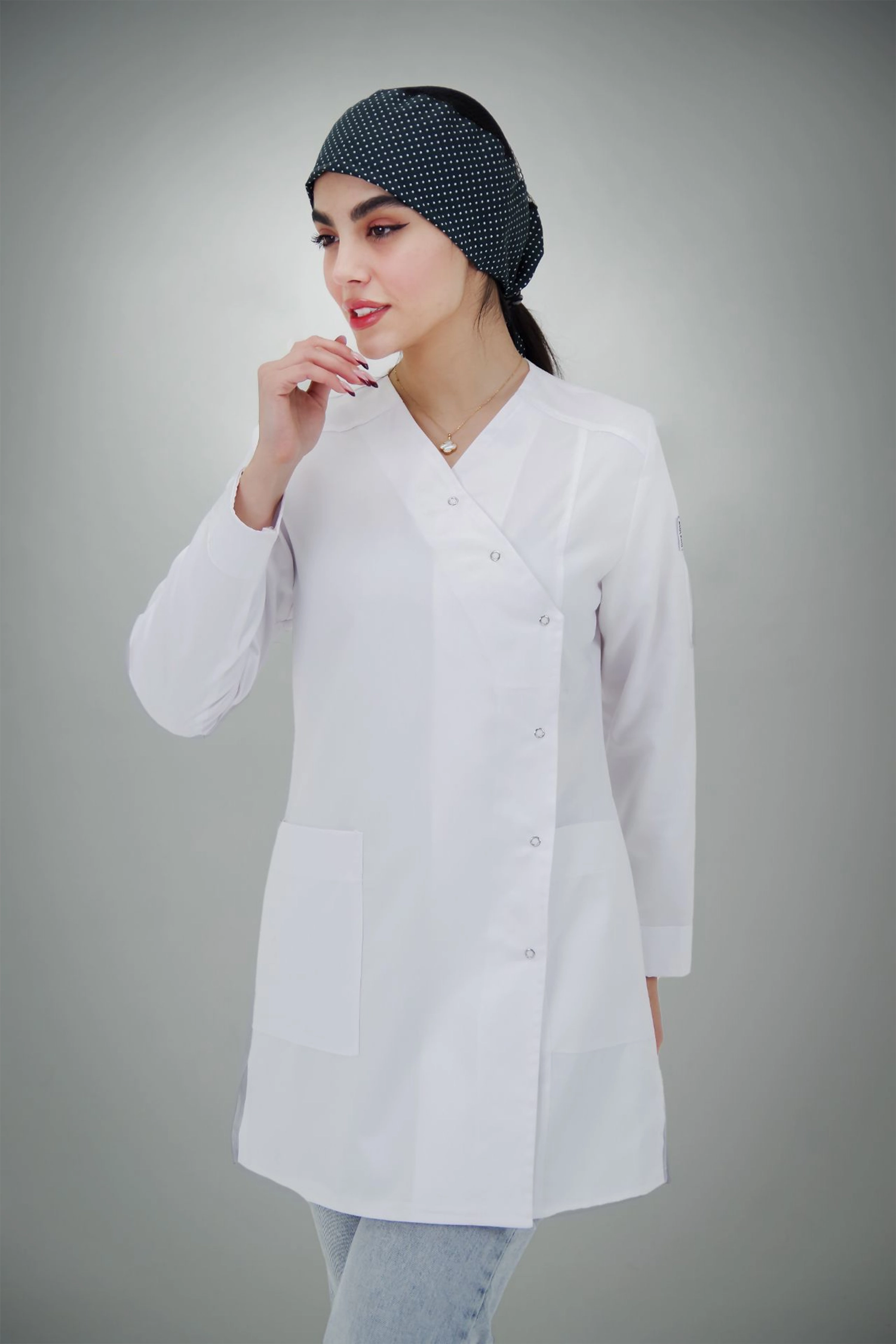 روپوش پزشکی دکمه پانچی یکطرفه