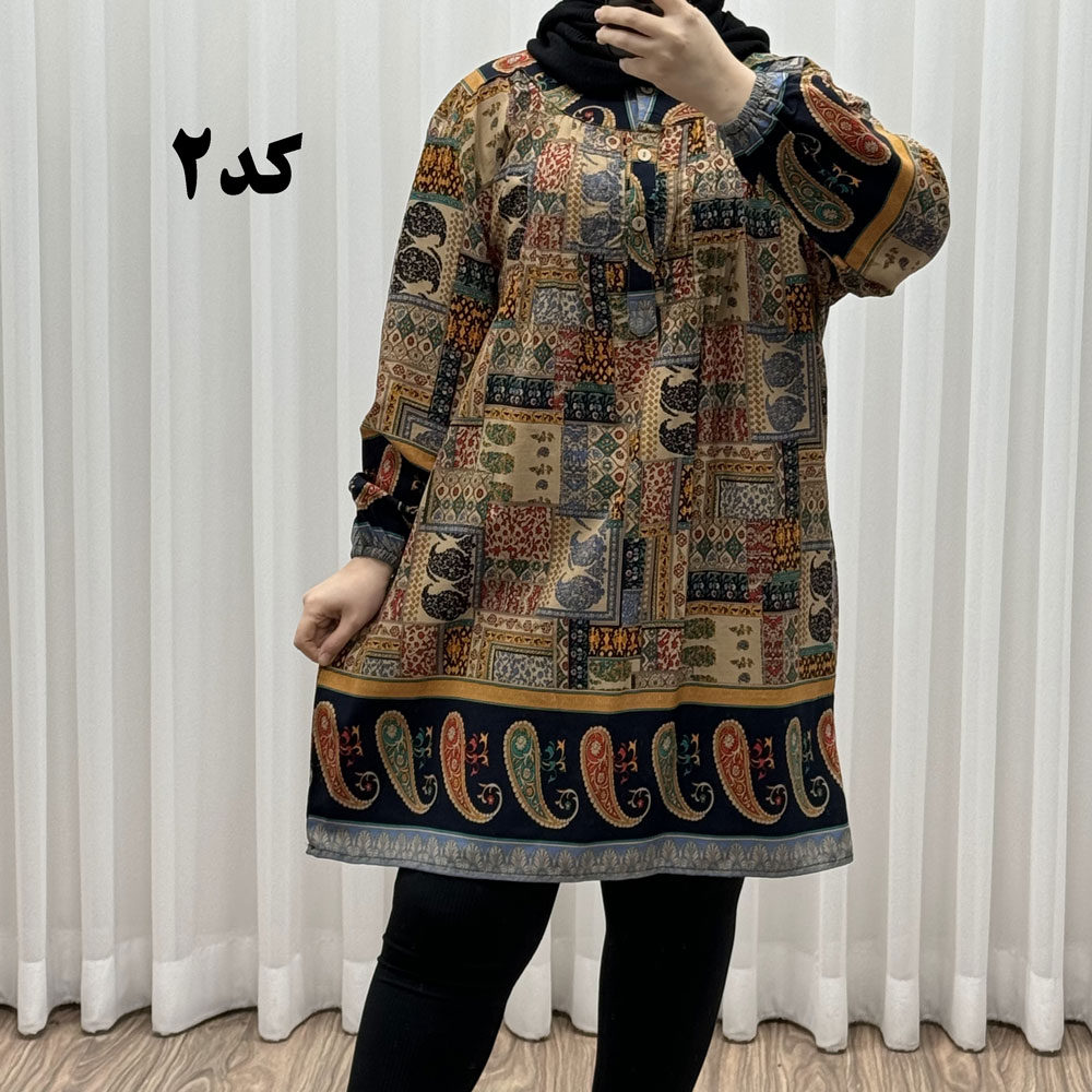 تونیک سایز بزرگ وارداتی مدل حاشیه ترمه کد 1613 - کد-2, 8