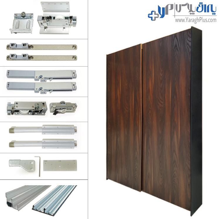 مکانیزم درب ریلی کمد تاپ لاین روکار دو درب ملونی 11001
